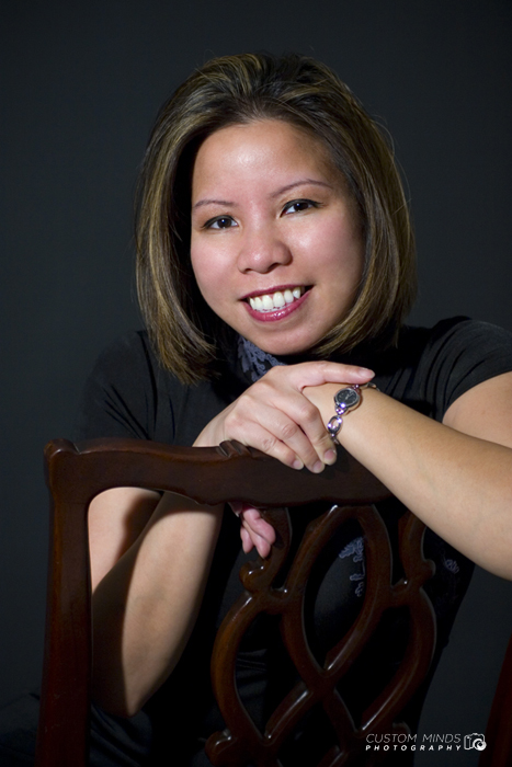 headshot with chair in studio