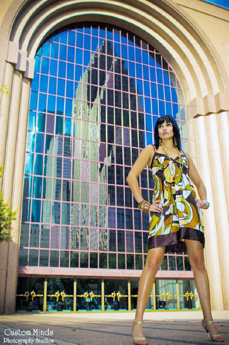 Wortham center with a portion of the houston skyline in the background