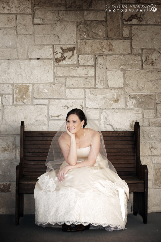 Bride waiting at Briscoe Manor in Richmond Texas