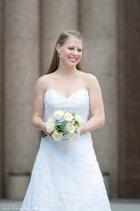 Bride with bouquet at the Houston Grand Opera