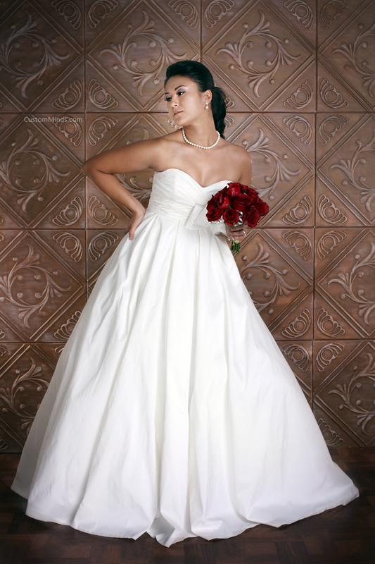 Bride posing at Custom Minds Photography Studio in Houston Texas