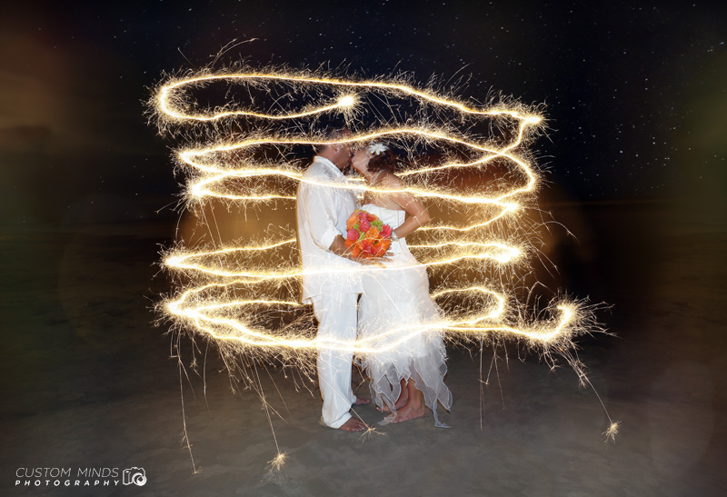 Fun light effect around the Bride and Groom