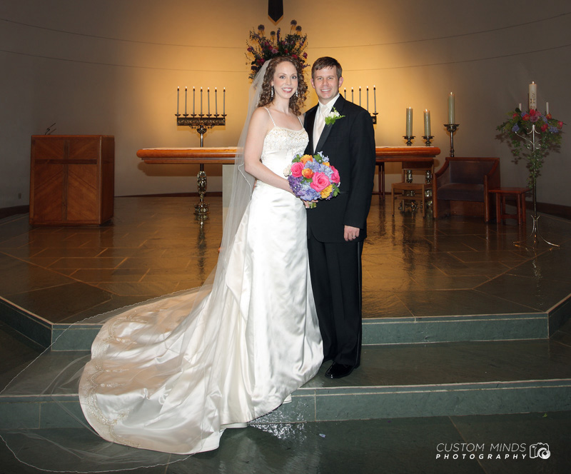 Bride and Groom at St. Cecilia Catholic Church near Memorial High School