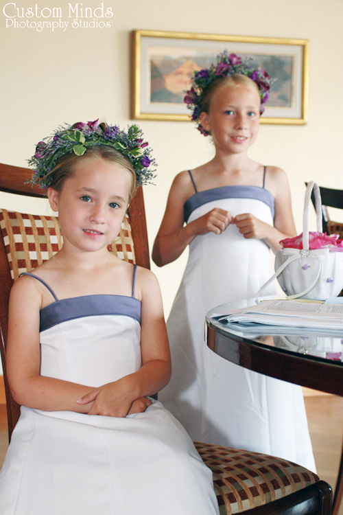 Flower girls relaxing before going on flower duty.