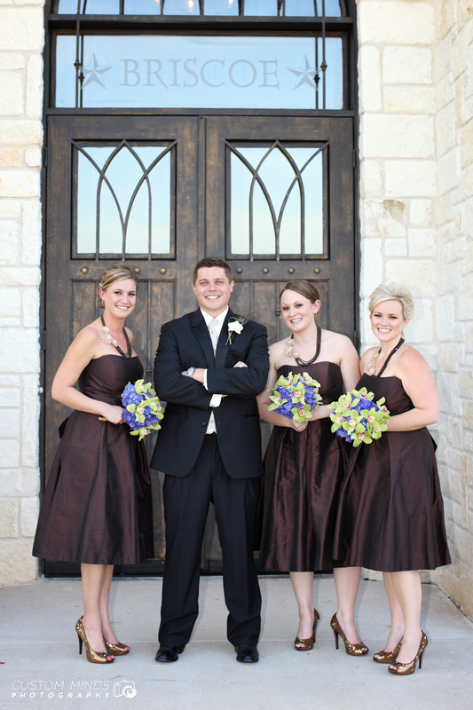 Groom and Bridesmaids at Briscoe Manor in Richmond Texas
