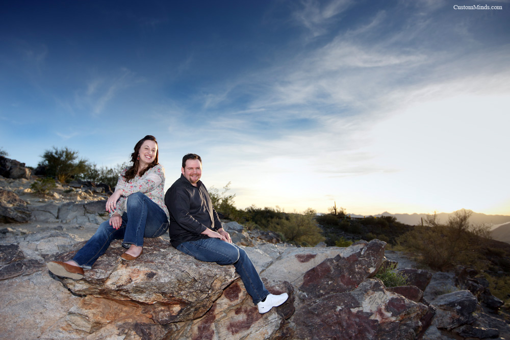 Sitting on rocks during a Pheonix Arizona engagement session