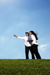 Flying kites at Hermann Park engagement session