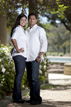 Couple posing during a Hermann Park engagement session