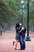 Kissing at Hermann Park engagement session