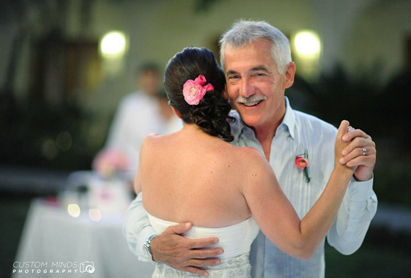 Father of the Bride smiles during his dance at the reception