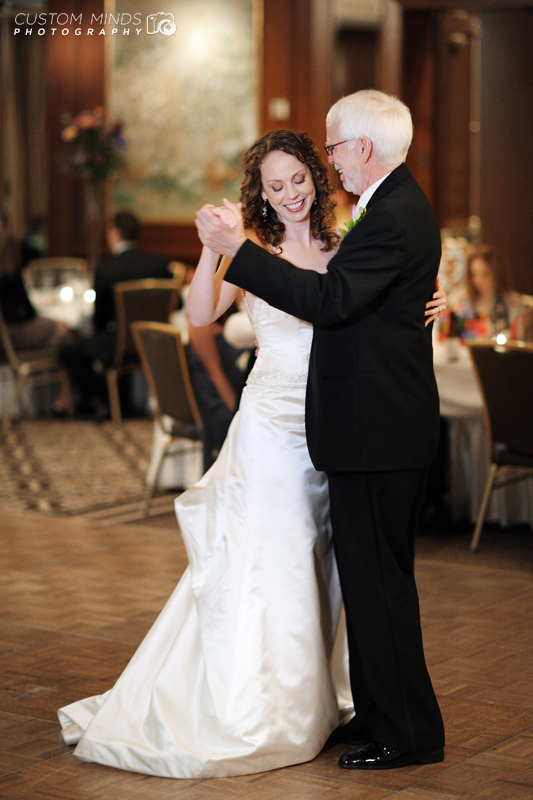 Father and Daughter dance at the wedding reception at the Houstonian in Houston Texas
