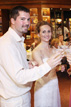 Bride and Groom toasting family during their River Oaks Wedding
