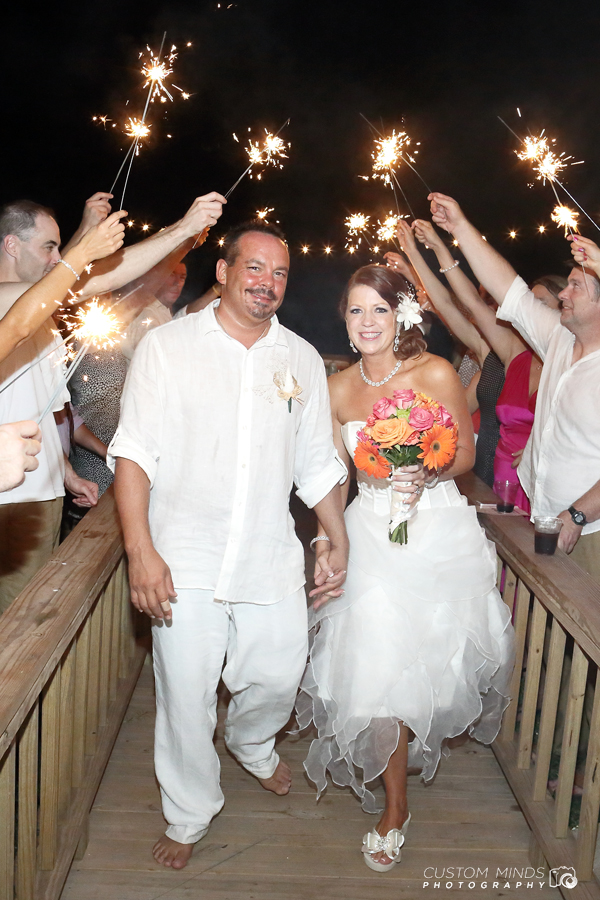 Grand exit with Bride and Groom during their Galveston Texas Wedding