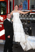 Bride and Groom leave the reception in a firetruck