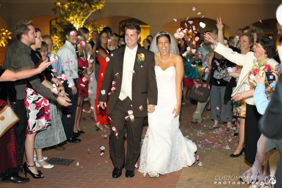 Grand exit of the Bride and Groom from a church in the Woodlands Texas