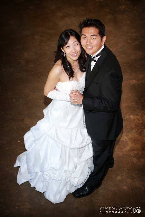 Bride and Groom look up for the first dance in Navasota Texas