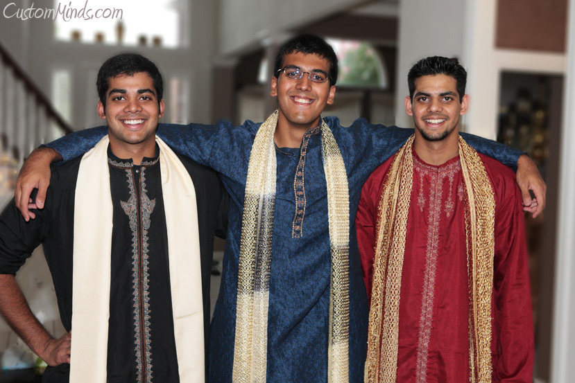 Brothers smiling during the wedding reception in Dallas Texas