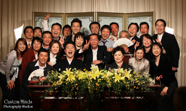 Fun photo with the Wedding Party in a reception hall in Tokyo Japan